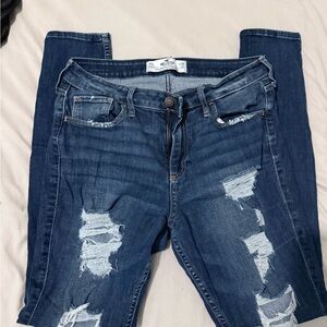 Hollister Blue Skinny Jeans with Distressed Details